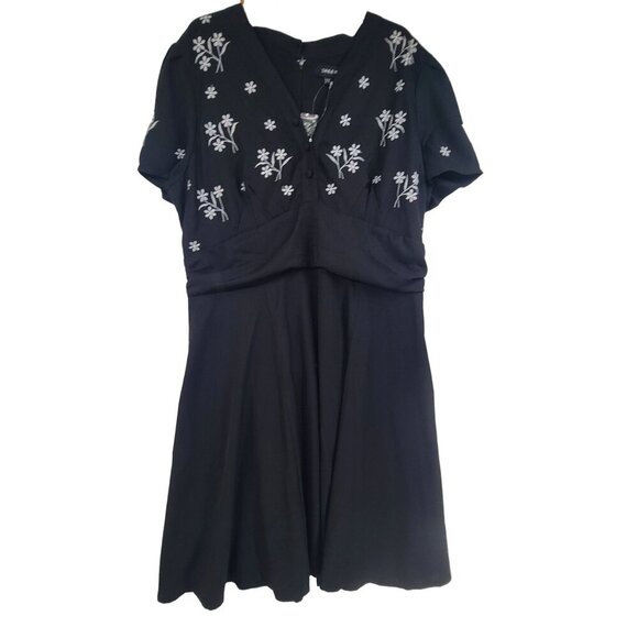 NWT Sheen Women's Short Sleeve Midi Dress Black Size 18 - Picture 1 of 10